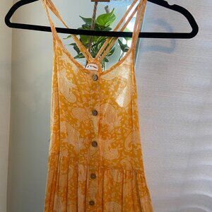 Art Class Girls Yellow Paisley Floral Maxi Dress Buttons Tiered